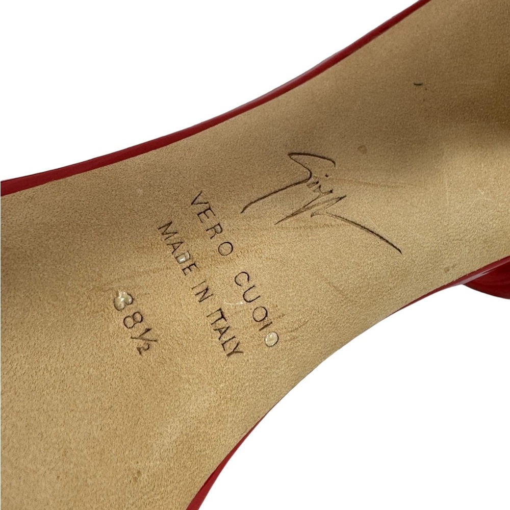 Giuseppe Zanotti Red Sandals with Gold Chain Heel - Picture 12 of 12